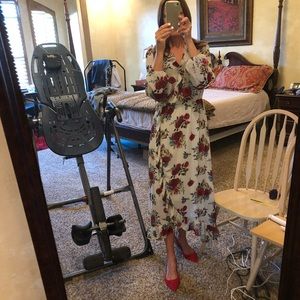 Floral Dress/Small/Light Blue/Below Knee/Flowey/